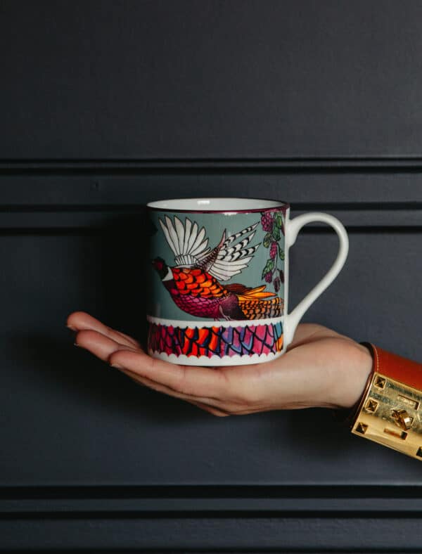 Flying pheasant mug by katie cardew