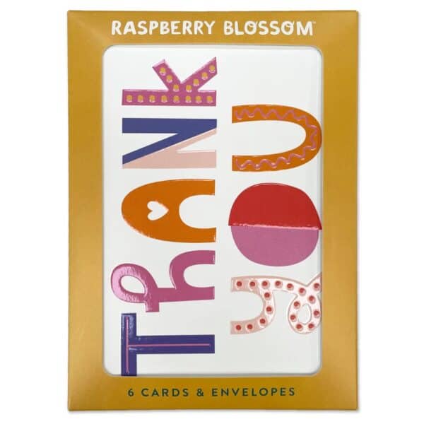 Playful typographic 'Thank you' card set by Raspberry Blossom