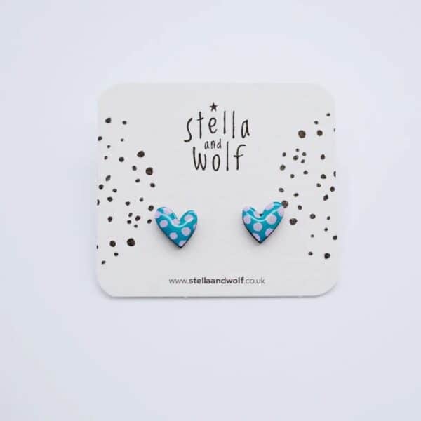 Emerald Green and Pink Spotty Heart Earrings By Stella and Wolf