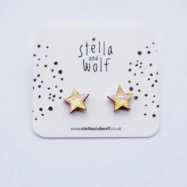 Pink and gold earrings by stella and wolf