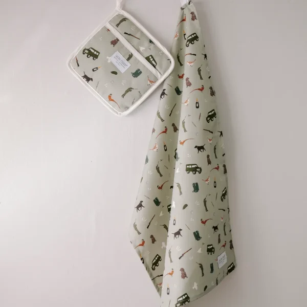 British Game Keeping Tea Towel by Laura Fisher