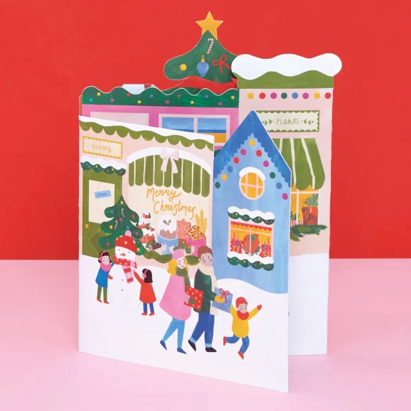 Christmas town scene card by raspberry blossom