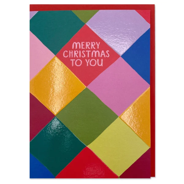 Merry Christmas to you Harlequin card by Raspberry Blossom