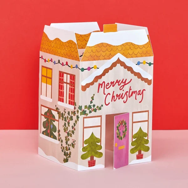 3D fold-out Christmas House Card by Raspberry Blossom