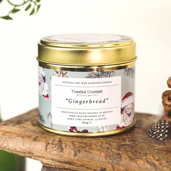 Gingerbread Candle in a Matt Gold Tin by Toasted Crumpet