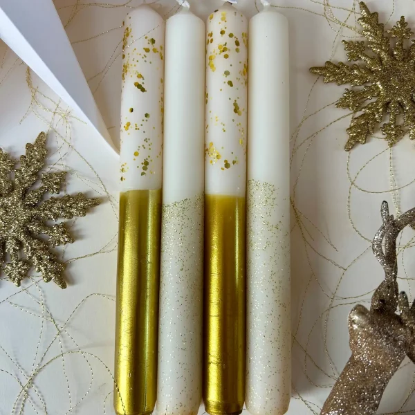 Golden Night Dip Dye Dinner Candle Set of 4 By The Colour Emporium