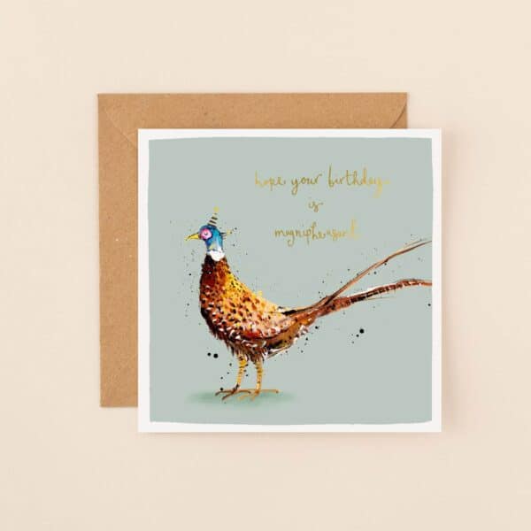 Pheasant Birthday Card by Louise Mulgrew