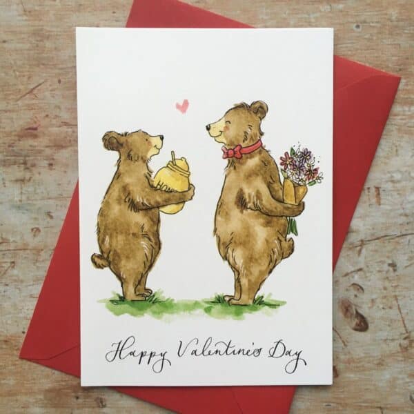 Bear Valentines Card by Ellie Hooi Illustration