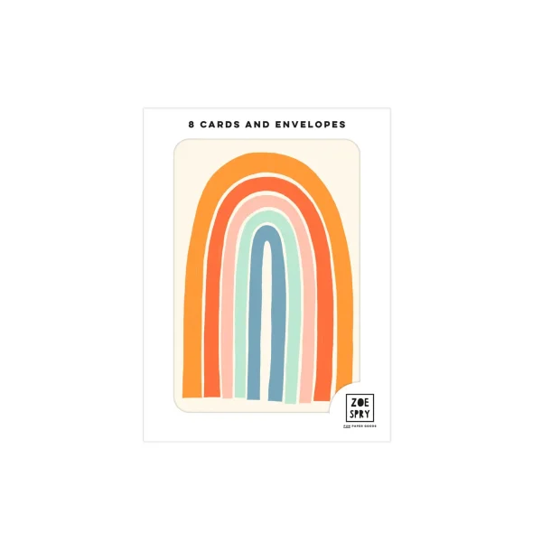 Mini Rainbow Pack of 8 Notecards by Zoe Spry