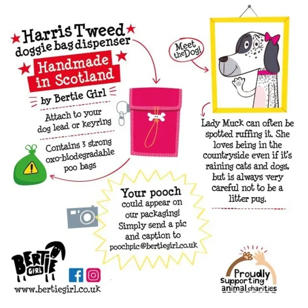 Harris Tweed Dog Bag Dispenser by Bertie Girl