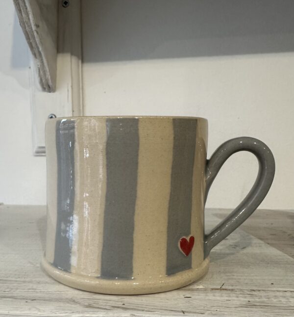 Blue Stripe Heart Mug By Hogben Pottery