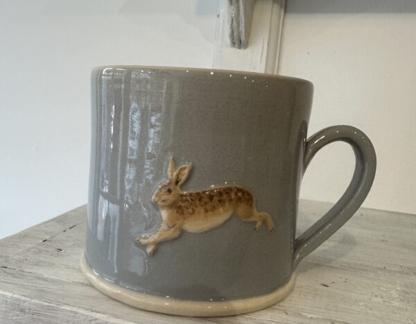 Denim Blue Leaping Hare Mug by Hogben Pottery