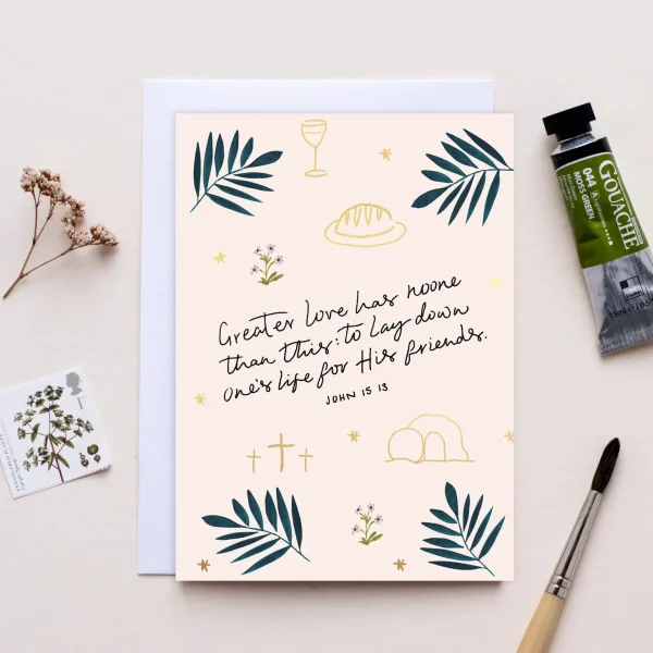 ‘Greater Love Has Noone' Scripture Easter Card by Hidden Pearl Studio
