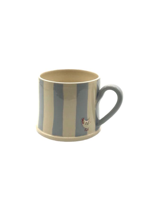 Denim Blue Stripe Hen Mug by Hogben Pottery