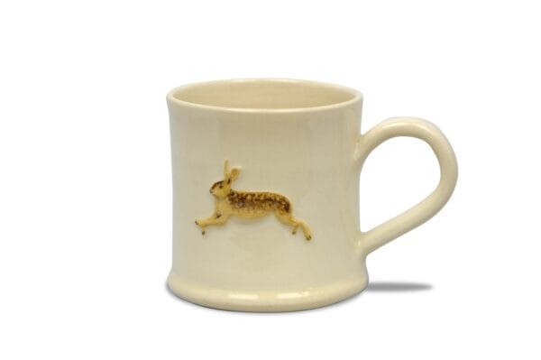 Cream Leaping Hare Mug by Hogben Pottery