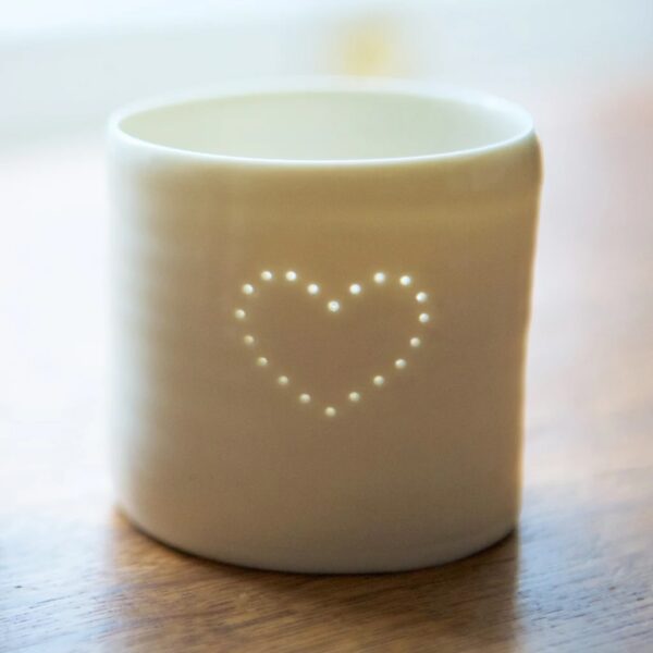 Heart Porcelain Tealight Holder by Luna Lighting