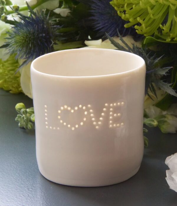 Love Porcelain Tealight Holder by Luna Lighting