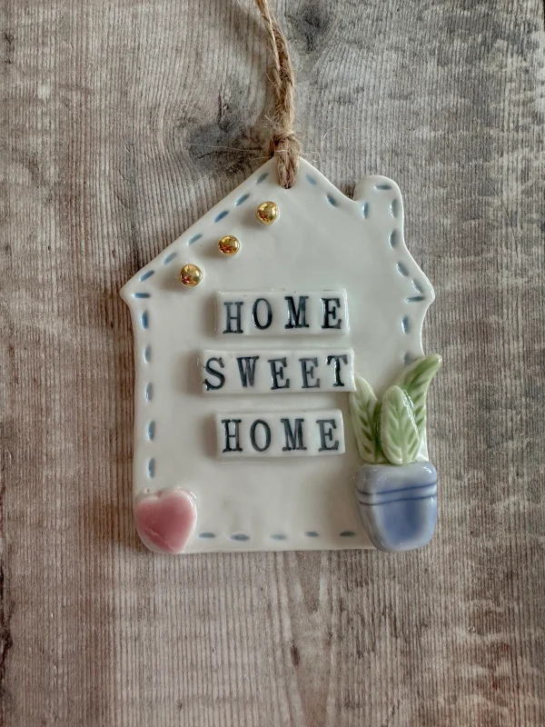 Home sweet home ceramic plaque by shelly lee