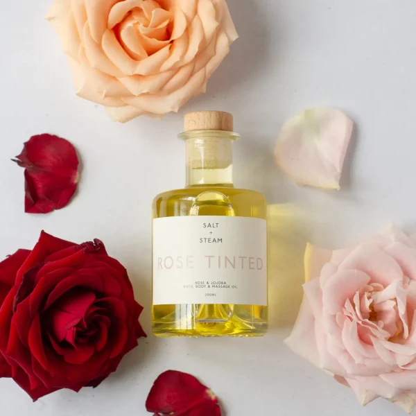 Rose tinted bath and body oil by Salt + steam