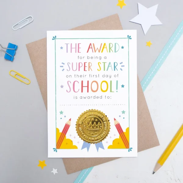 First Day of School Certificate Card By Joanne Hawker