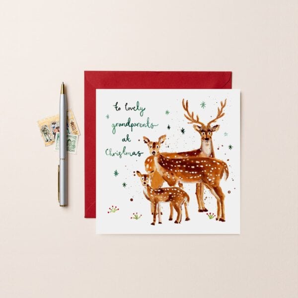 Grandparents Deers Card by Louise Mulgrew