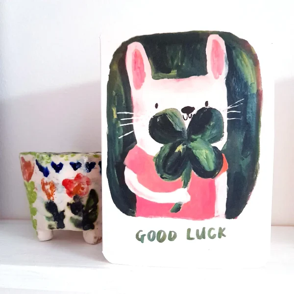 Good Luck Clover Greeting Card By Laura Skilbeck