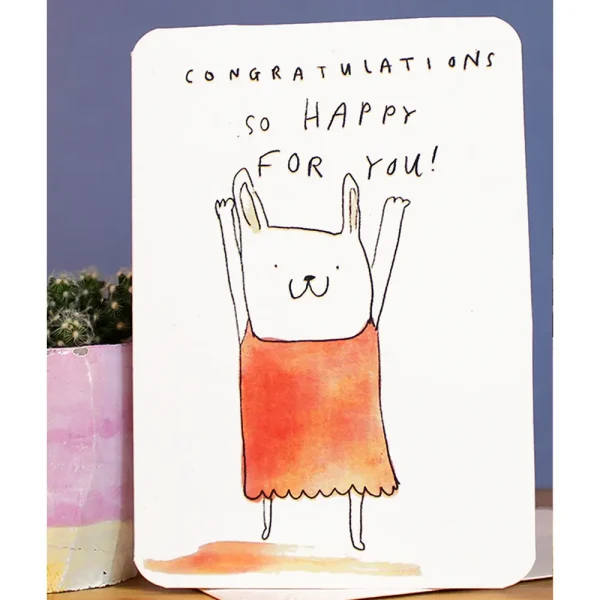 Congratulations So Happy Bunny Card By Laura Skilbeck