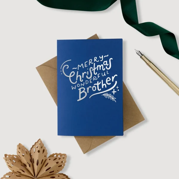 Merry Christmas Wonderful Brother Foil Card By Hunter Paper Co