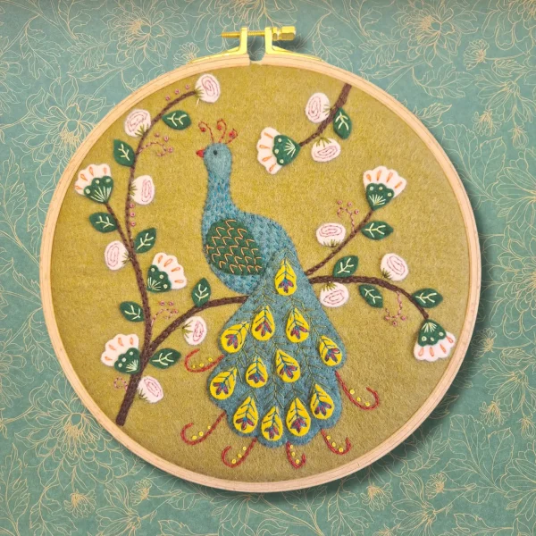 Flamboyant Peacock Appliqué Hoop Craft Kit By Corinne Lapierre