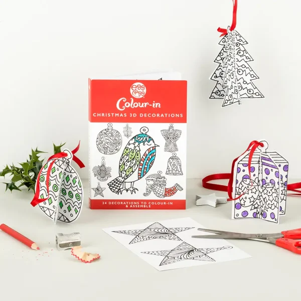 Colour-in Card Book 3-D Christmas Decorations By Eggnogg