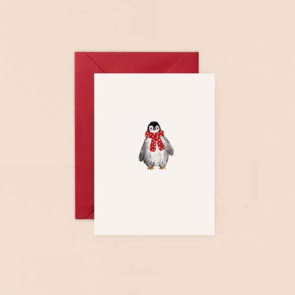 Penguin & Scarf Card by Louise Mulgrew