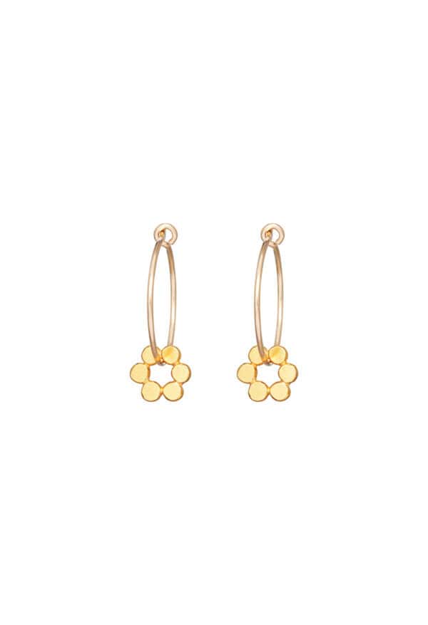 Gold Holly Fern Flower Hoop Earrings By one & eight