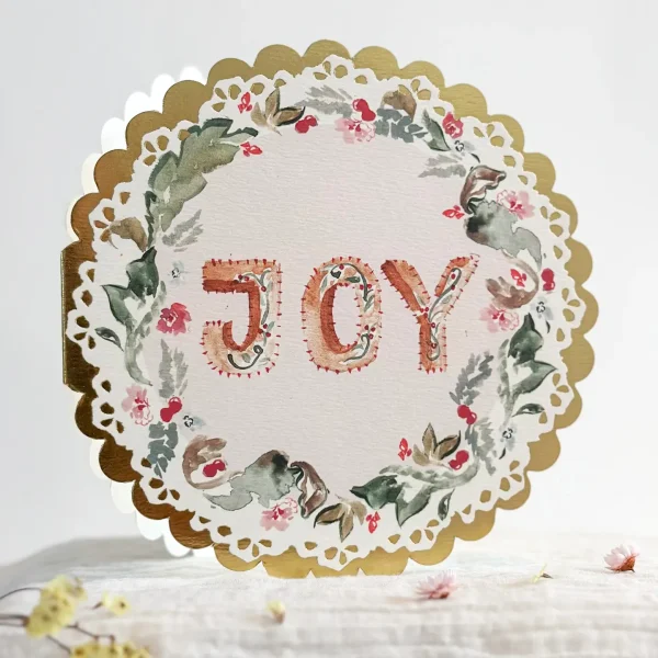 Joy - Circular Gold Christmas Card By Sophie Amelia Creates