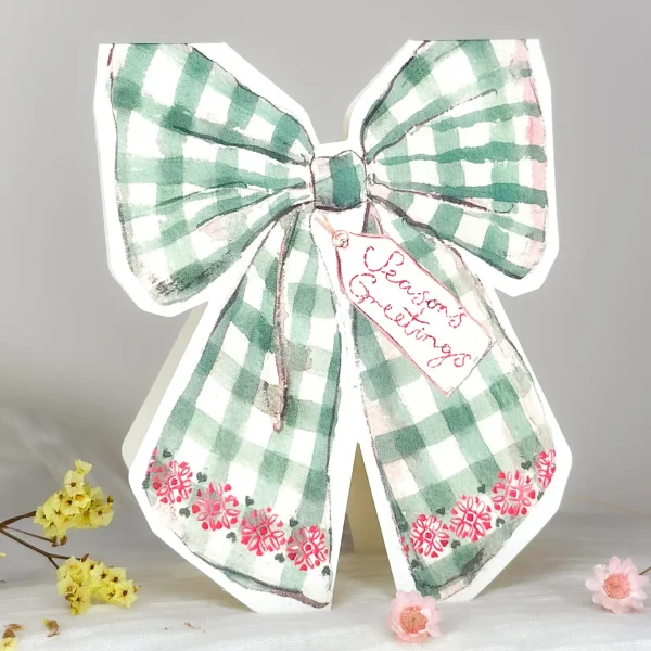 Season's Greetings Bow Shaped Christmas Card By Sophie Amelia Creates