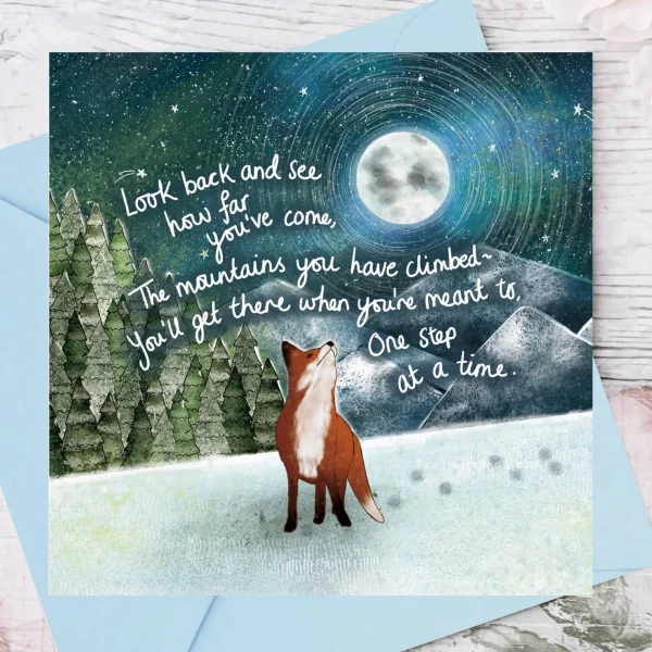 Mountains Foiled Greeting Card by Fox under the Moon