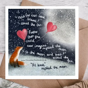 greetings card - Fox under the Moon