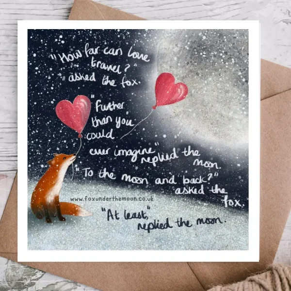 To the moon foiled greeting card by Fox under the Moon