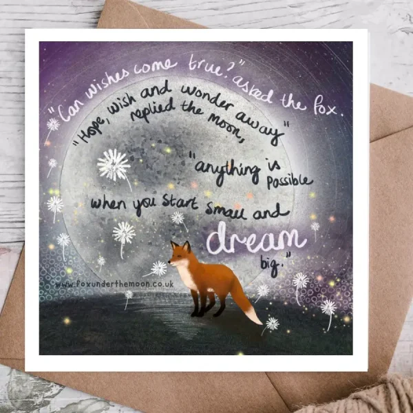 Wishes Foiled Greeting Card by Fox under the Moon