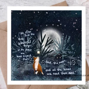 Greetings Card - Fox under the Moon
