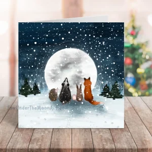 Christmas Card - Fox under the Moon