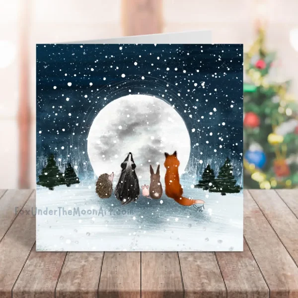 Prints in the Snow Foiled Greeting Card by Fox under the Moon