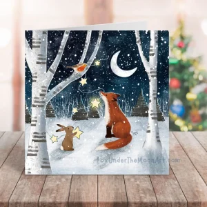 Christmas Card - Fox under the Moon