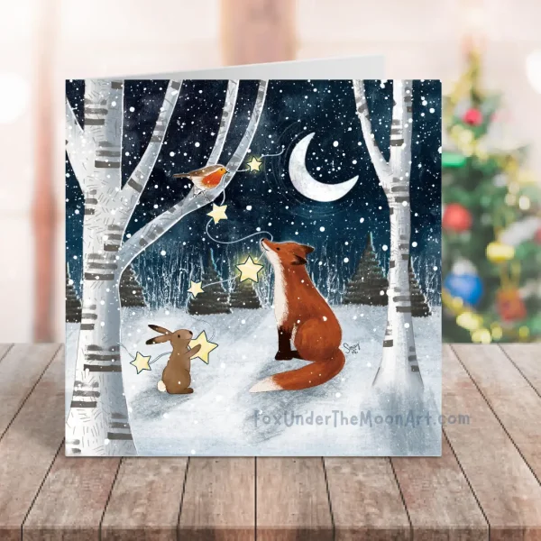 Winter Lights Greeting Card by Fox under the Moon