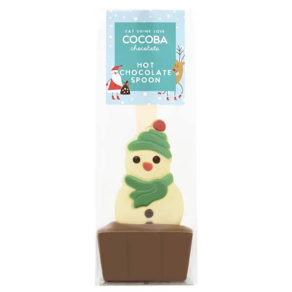 Christmas Snowman Milk Chocolate Hot Chocolate Spoon By Cocoba