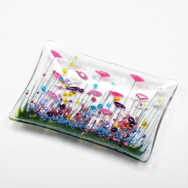 Wildflowers medium glass dish by pam peters