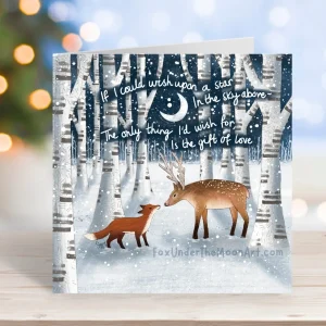 Christmas card - Fox under the Moon