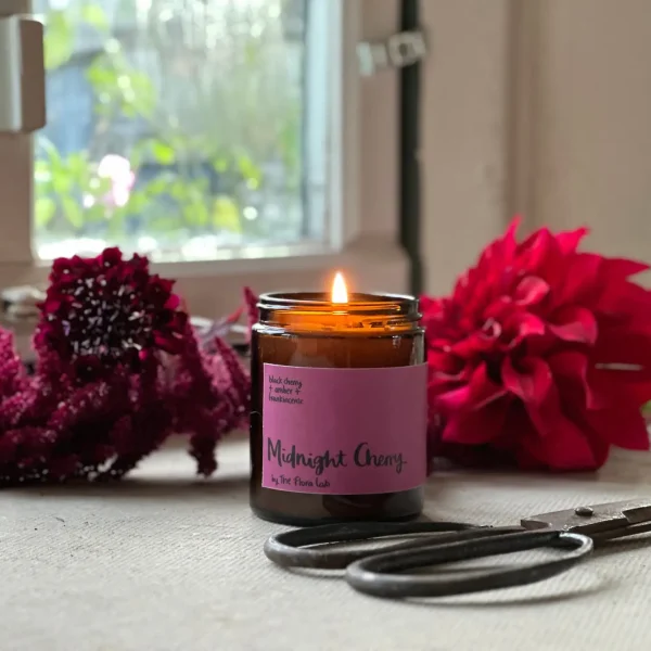 Midnight Cherry Hand Poured Natural-Wax Candle By The Flora Lab