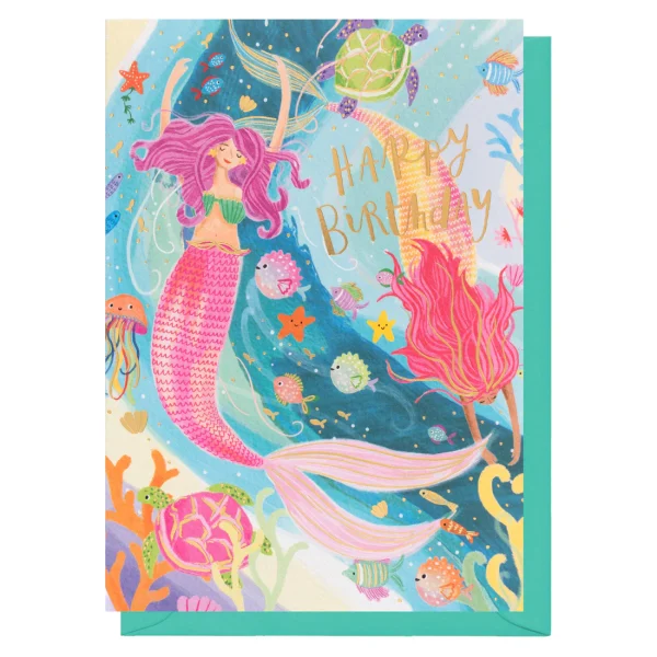 Mermaids Happy Birthday Card by Louise Tiler