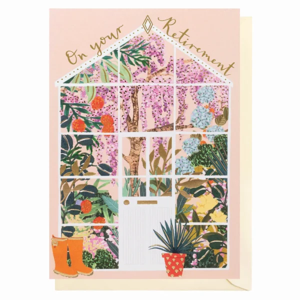 Retirement greenhouse card by louise tiler