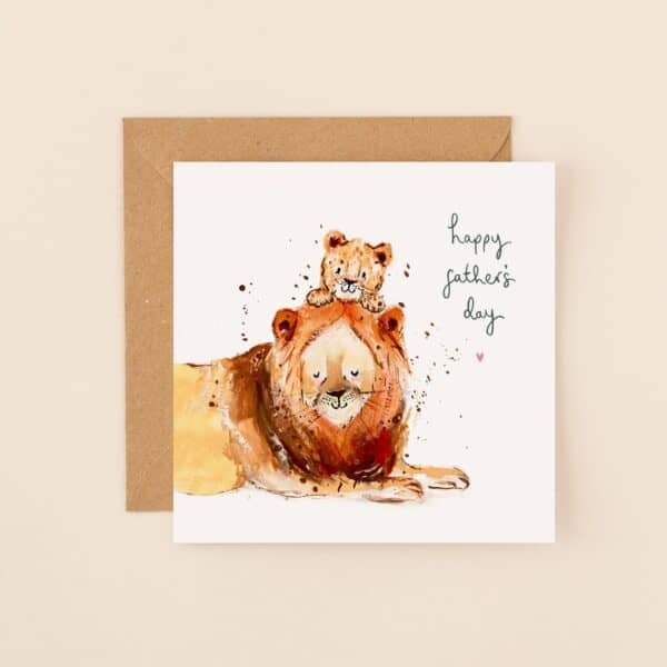 Lions Happy Fathers Day Card by Louise Mulgrew